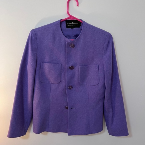 Ralph Lauren Collection Classics Jackets & Blazers - Ralph Lauren Collection Classics Women's Purple Collarless Button Front Jacket